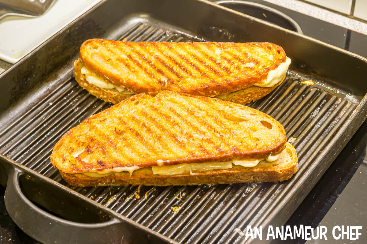 Cheese sandwich on the grill